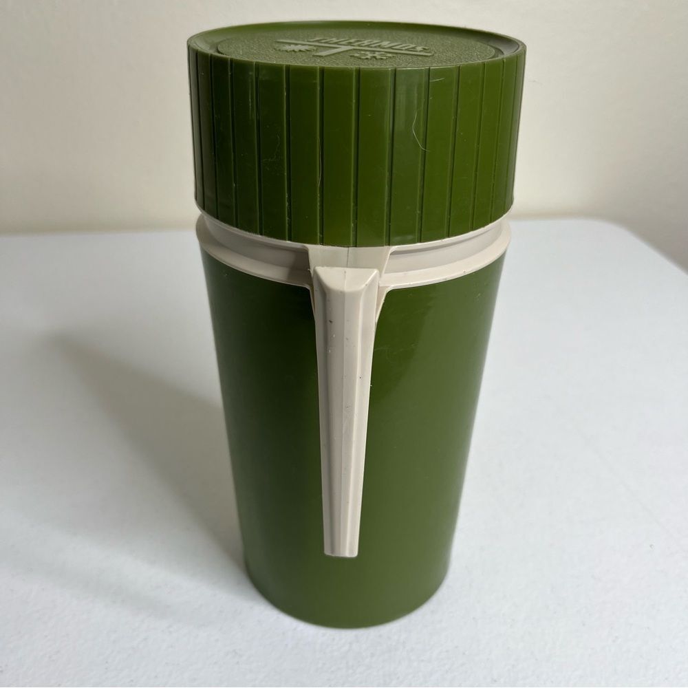 Vintage Thermos Avocado Green Pint Size Model 7202 Stopper Cup Filler King Seely - Picture 3 of 11